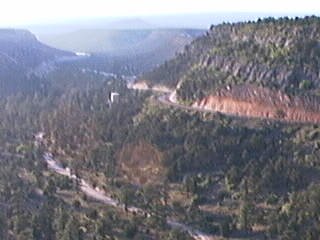 The road to Los Alamos is on the right