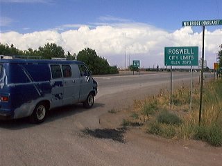 The van enters roswell